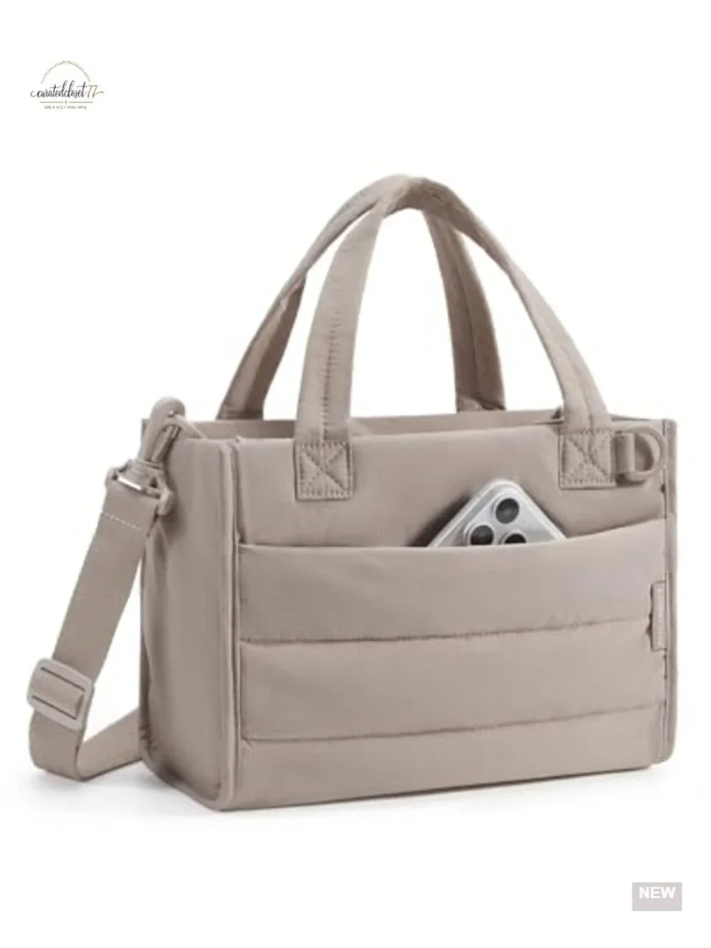 Mini Tote Bag for Women, Puffer Quilted Crossbody Purse with Zipper Closure,
